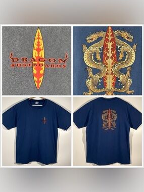 Vintage 90s Crazy Shirts Hawaii Dragon Surfboards Single Stitch T Shirt Sz L USA